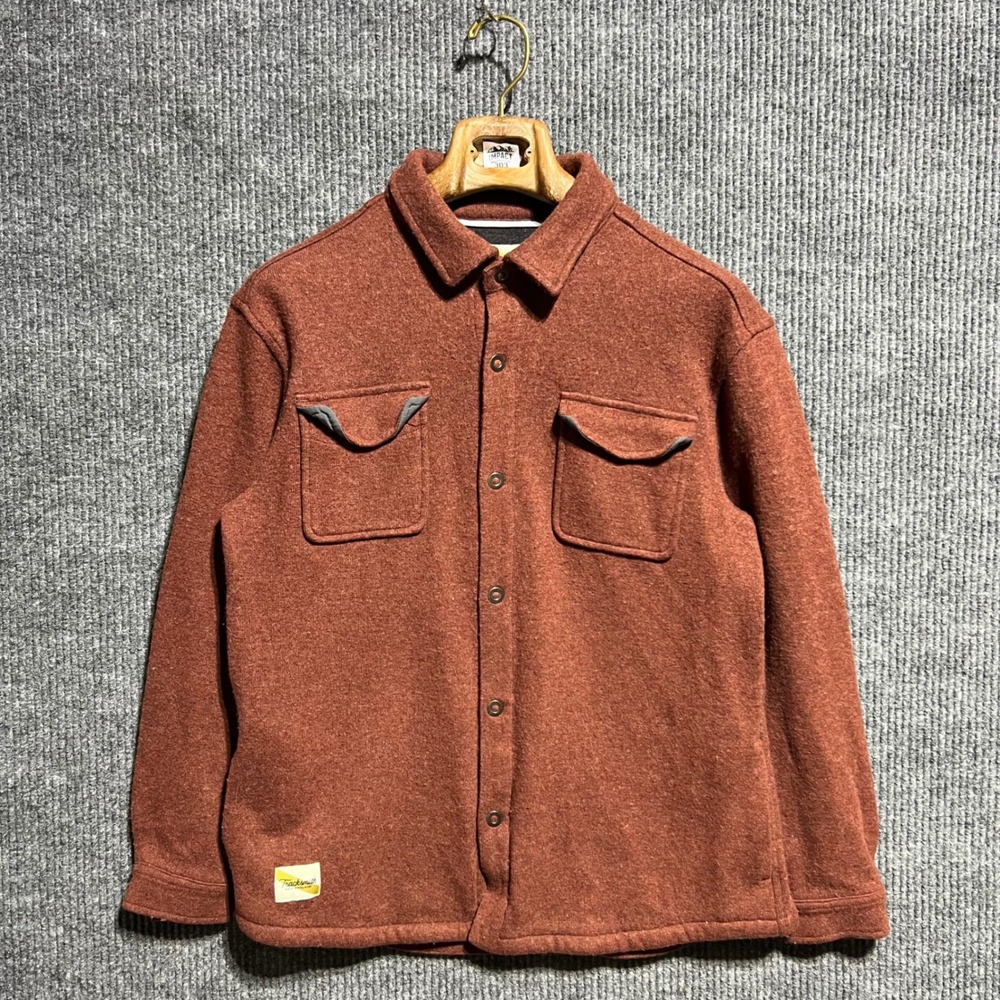 Tracksmith Shacket Mens M Rust Orange Wool Blend Snap Front Running Outdoors
